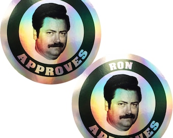 2x Shiny Parks and Rec Recreation Ron Swanson Approves Aufkleber