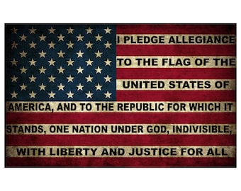 American Pledge of Allegiance Flag Sticker 5x3 Inch United States Retro Decal