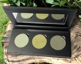 Paleta de sombras de ojos GREEN ENVY / Maquillaje de ojos mineral prensado / Estuche de cartón ecológico
