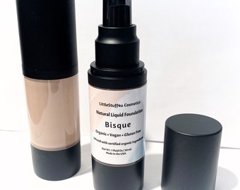 BISQUE Organic Natural Liquid Foundation AIRLESS Bottles 1 oz | Vegan Gluten Free