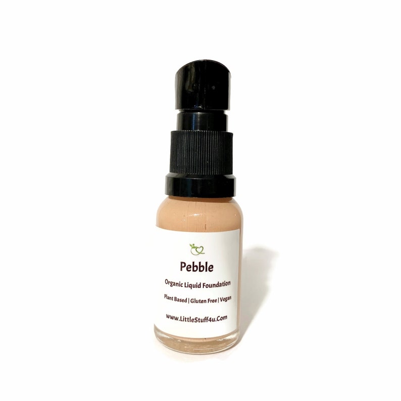 PEBBLE Liquid Foundation Natural Mineral Makeup Vegan Gluten Free 1/2 oz Glass Bottle