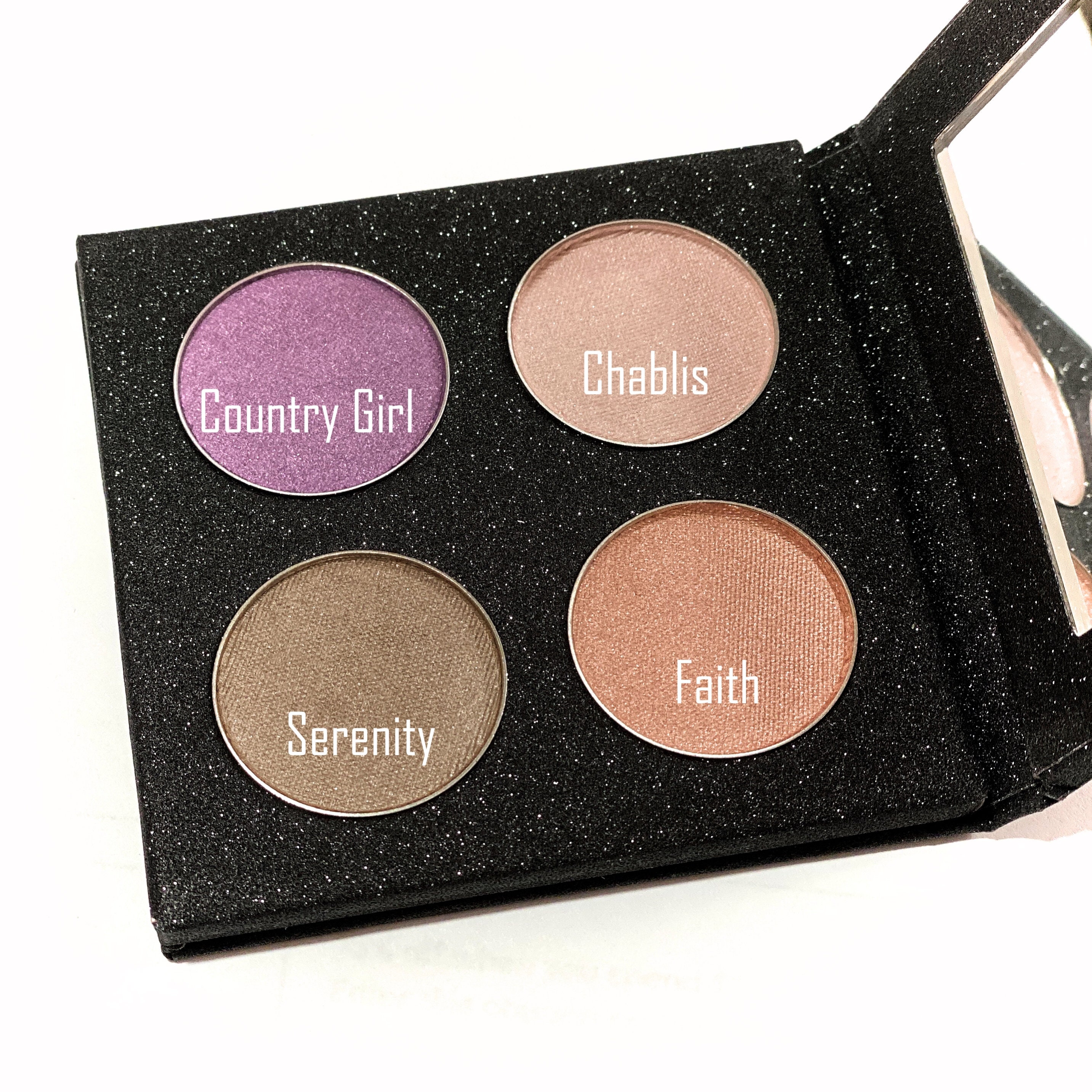 EMPTY Magnetic Black QUAD Palette Pressed Eye Shadow for 26mm to