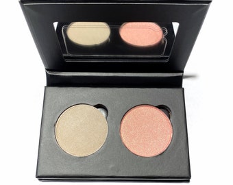 PLATINUM ROSE Eye Shadow Duo Pressed Makeup | Eco Friendly Paper Board Palette