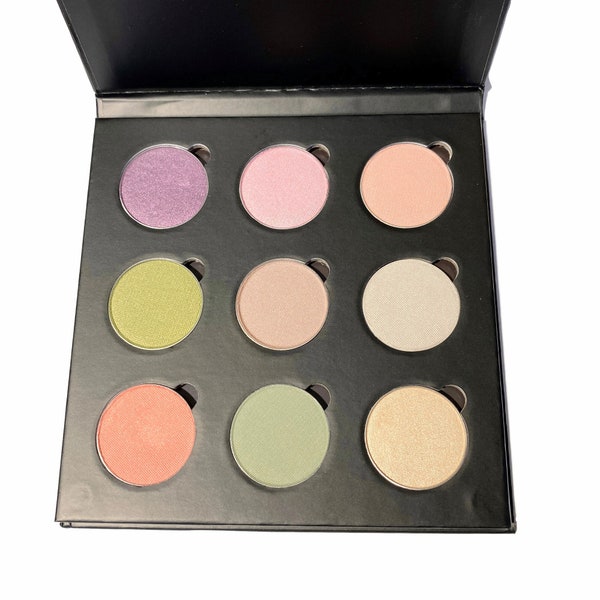 9pc Eyeshadow Palette - Pressed Mineral Makeup - Eco Friendly Refillable Case - Pick Shades