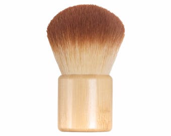 KABUKI Brush Short Bamboo Handle - Synthetic 2 Tone Bristles Vegan Makeup Brush