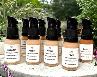 Organic Natural Liquid Foundation 1/2 oz GLASS Bottle - Vegan Gluten Free