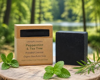 TEA TREE & PEPPERMINT Natural Soap Bar | Activated Charcoal
