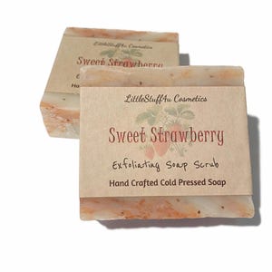 SWEET STRAWBERRY Natural Exfoliating Shea Butter Soap Bar