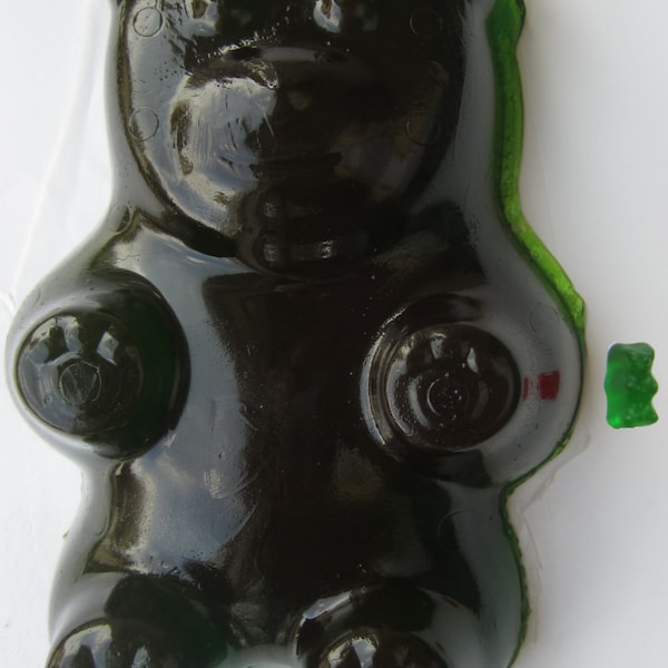 Edible Giant Gummy Bear.  GREEN STRAWBERRY.  Made ONLY from the authentic Haribo product.  "Haribomb"