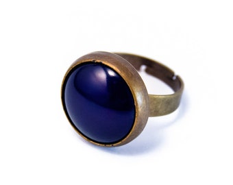 Petite bague rétro bleue