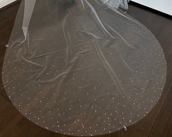 scattered sparkly rhinestone wedding veil, cascading rhinestone bridal veil, customized chapel cathedral veil