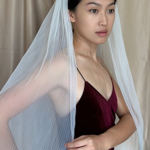Pleated Wedding Veil, Simple Boho Bridal Veil, Fingertip Short White Veil