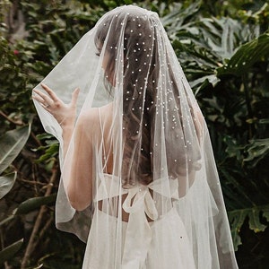 rhinestone wedding veil with blusher, crystal modern bridal veil, minimalist crystal drop veil with blusher