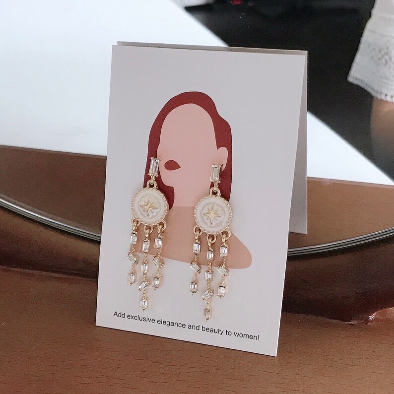 dream catcher earrings celestial boho earring 14k gold plated CZ earrings dangle drop earring geometric earring minimalist jewelry