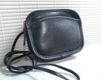 Authentic COACH USA Bonnie Cashin black Genuine Leather small mini cross body shoulder bag purse vintage
