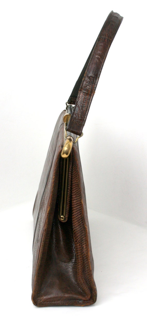 LARGE True Vintage 1950's Brown Lizard Exotic gen… - image 3