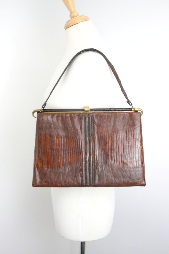 Authentic Genuine Real Brown Basket Weave Eel & Lizard
