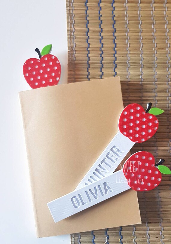 Personalised apple bookmark plastic 3D printed with polka Etsy