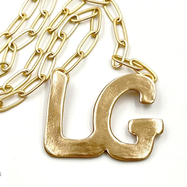 Initial Necklace Two Letters in Gold Bronze by Lisa Devlin