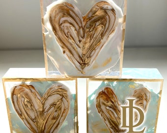 Acrylic Block with Artwork Heart or Cross by Lisa Devlin