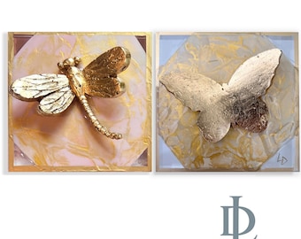 Butterfly / Dragonfly on an Acrylic Block by Lisa Devlin
