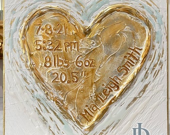 Baby Anniversary Birthday Gift Personalized Heart designed by Lisa Devlin