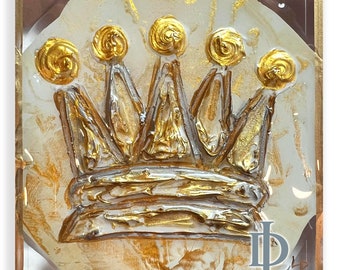 Kroon op acrylblok / Fleur de Lis / Handgeschilderd / Cadeau