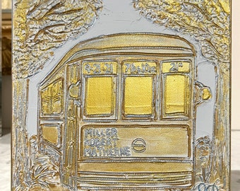 New Orleans Street Car Painted on Canvas by Lisa Devlin