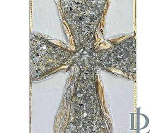 Kruis met glas / geschilderd op canvas