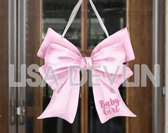 Baby Girl Bow Door Hanger: Large Nursery Decor
