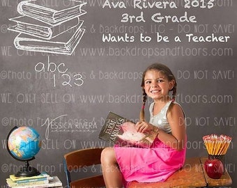 Chalkboard Back to School Photography Backdrop - Graduation, Classroom, Teacher, Learning, education, pre school, teaching, blackboard, kids