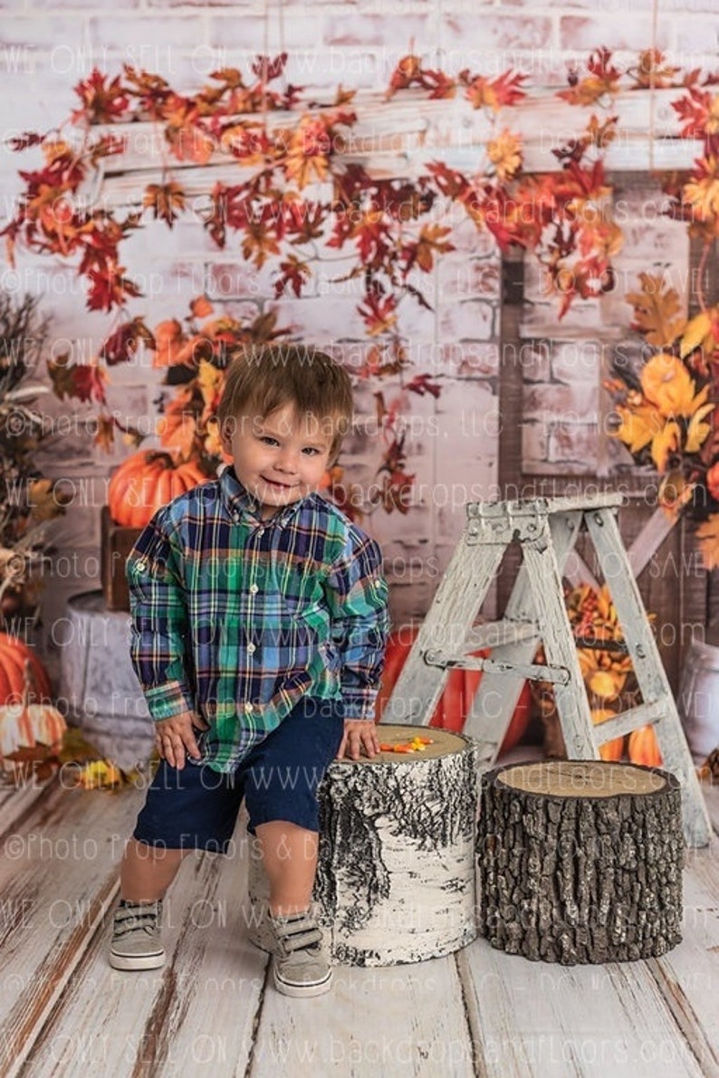 Rustic Fall Photography Backdrop Door White Washed Brick - Etsy