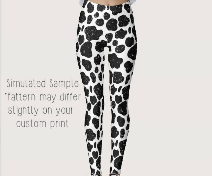 Cow Print Leggings Custom Prints Yoga Pants farm country | Etsy