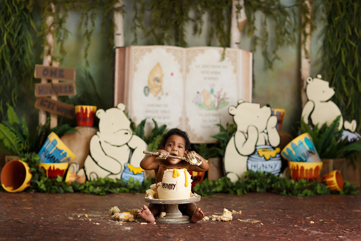 Winnie The Pooh 1st Birthday Photoshoot Classic Pooh Backdrop Baby