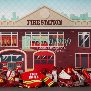 Fire Station Photography Backdrop - Firefighter, Fire Truck, Firemen ...