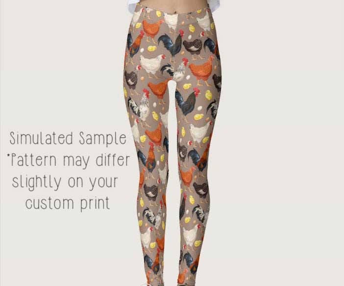 Chicken & Egg Leggings Custom Printed Yoga Pants farm Etsy