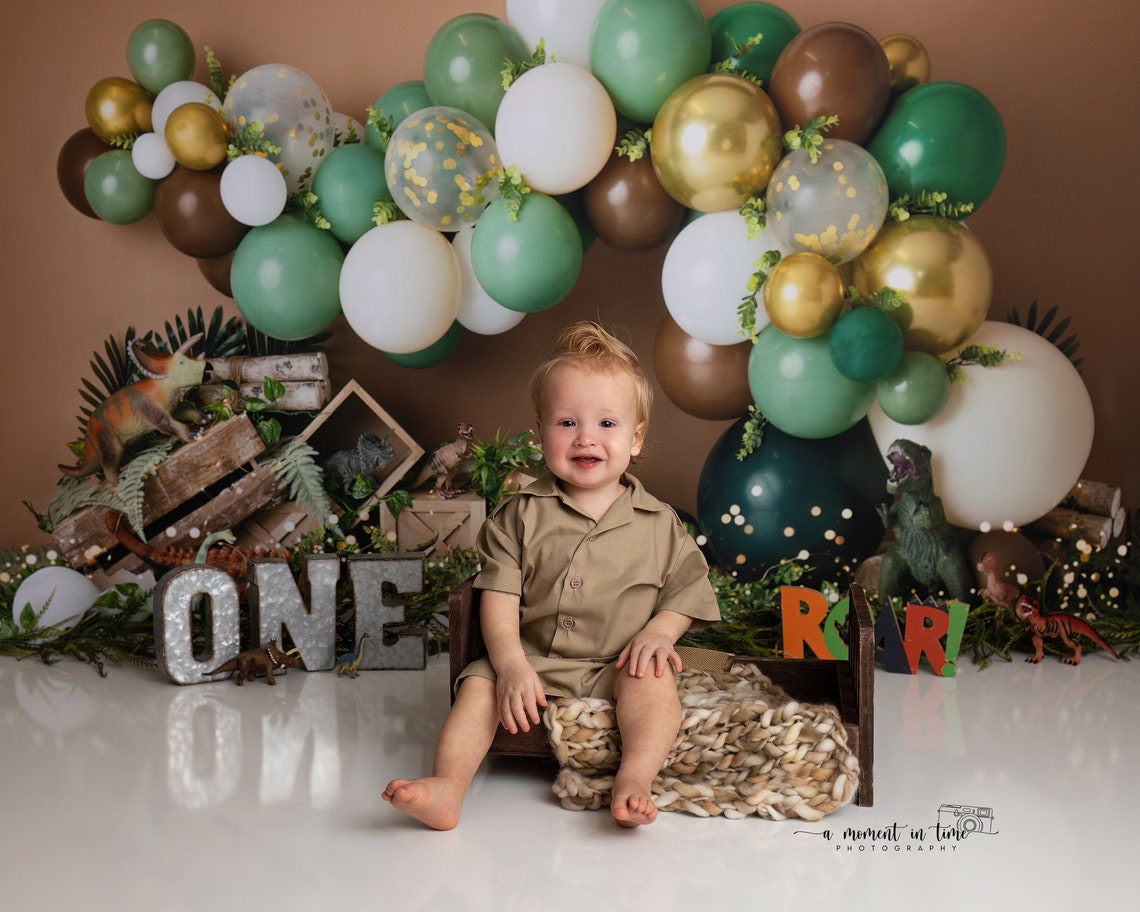Dinosaur Balloon Arch Photography Backdrop T Rex Jungle - Etsy