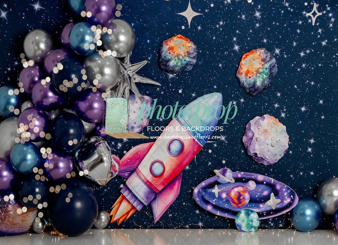Outer Space Photography Backdrop - Astronaut, Galaxies, Planets, Stars ...