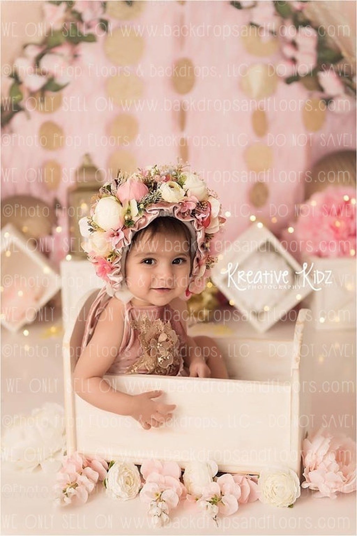 Pink and Gold Floral Set Photography Backdrop Golden Decor Etsy