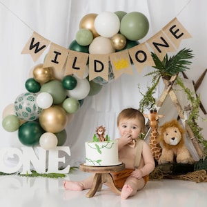 Wild One Teepee Photography Backdrop, Woodland Creatures Cake Smash, Jungle Safari Birthday Background
