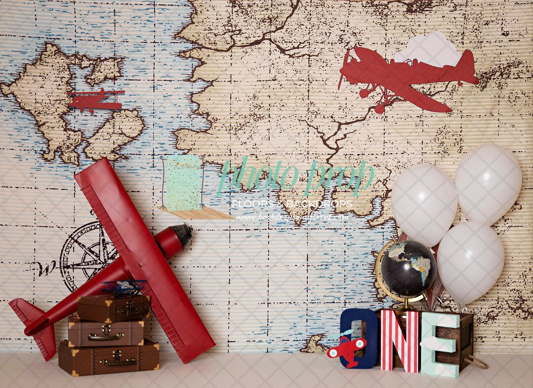 Vintage Airplane Photography Backdrop Flying, Sky, Military