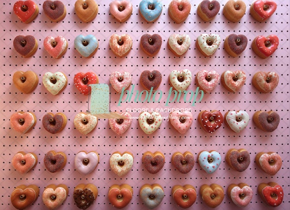Heart Donut Photography Backdrop Valentine's Day, Valentines