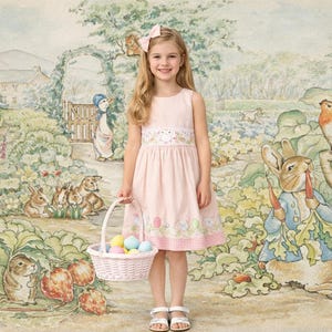 Vintage Cottontail Garden Photography Backdrop, Vintage Nursery Fairy Tale Garden Easter Bunny, Spring Farm Vegetables