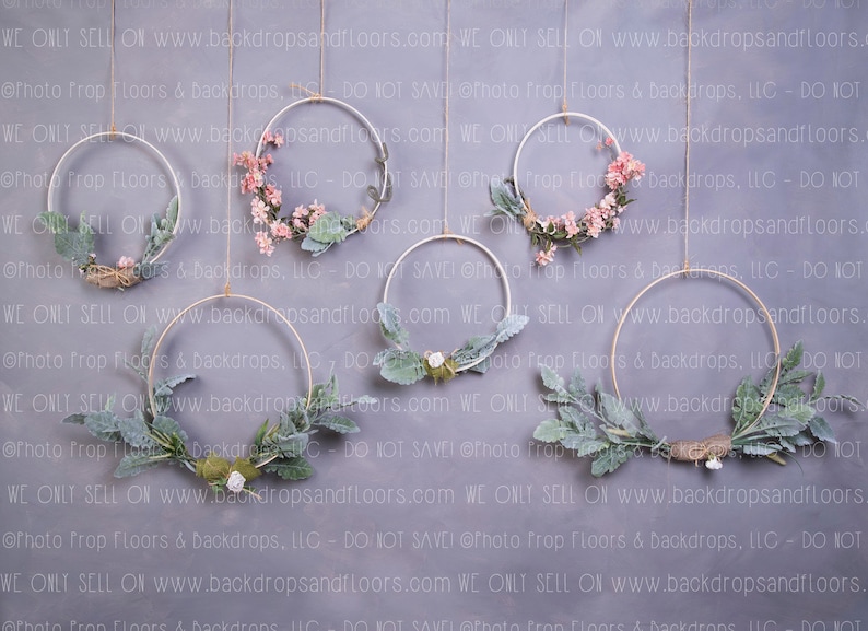 Circles Flowers Boho Hanging Minimalist Floral Hoops Photography Backdrop Embroidery Hoops Bohemian Shabby Chic