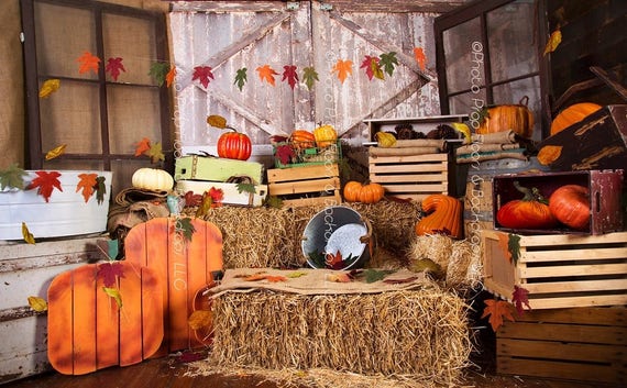 Indoor Fall Scene with Pumpkins Doors & Windows Photography | Etsy