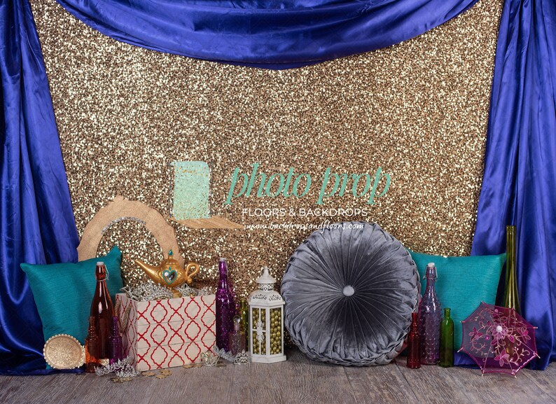 Magic Carpet fairy tale Arabic Genie in a bottle Golden Age Aladdin Arabian Nights Photography Backdrop one thousand and one nights