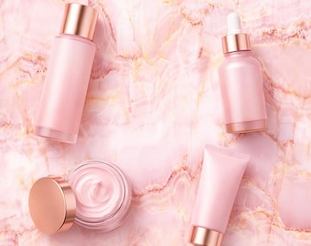 Blush Pink Marble Product Photography Background Board, Flat Lay Backdrop for Jewelry Food Cosmetic Product Photos