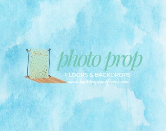Light Blue Watercolor Texture Flat Lay Backdrop, Food Photography Backdrop Styling Product Photography Backdrop Crafter Grunge Paper 2x2 3x3