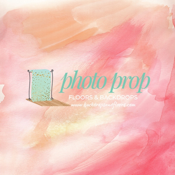 Pink Peach Watercolor Texture Flat Lay Backdrop, Food Photography Backdrop Styling Product Photography Backdrop Crafter Grunge Paper 2x2 3x3