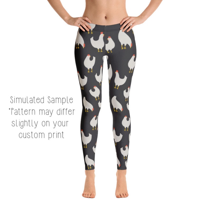Chicken Leggings Custom Printed Yoga Pants Full Length Etsy